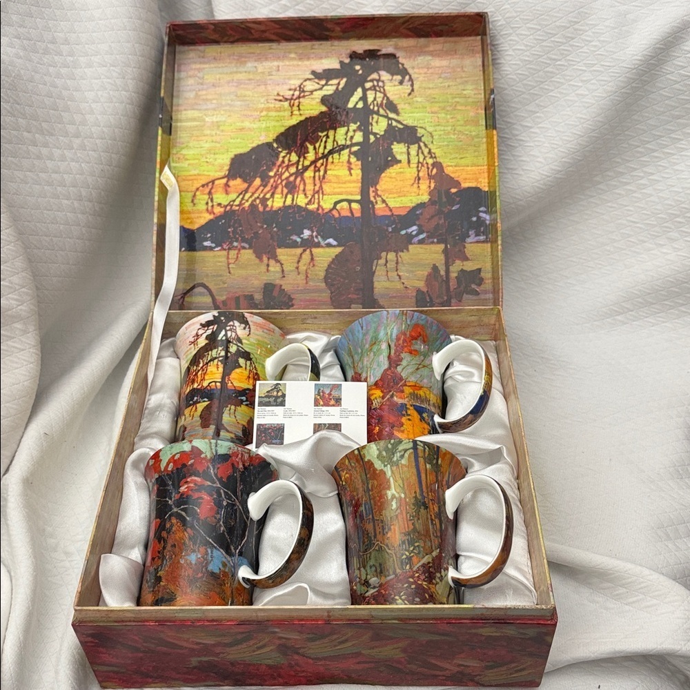 McIntosh Fine Bone China Set of Four TommThompson Art Mugs gift boxed set of 4